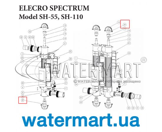 Цоколь УФ-лампы Elecro Spectrum SP-UV-LLL-S - схема