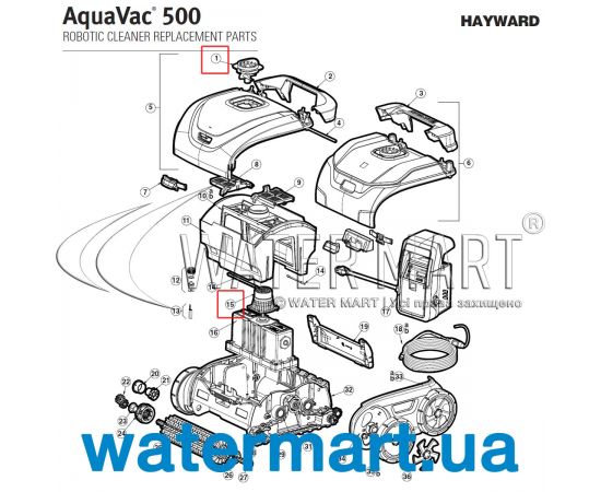 ​​Крыльчатка пылесоса Hayward AquaVac 500 (RCX341241BK)​ - схема 3