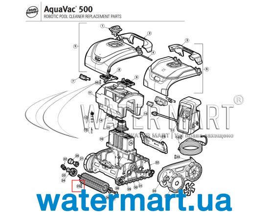 Ролик чистящий Hayward AquaVac 500 (RCX26011WCE) - схема