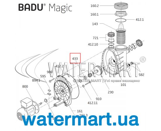 Сальник насоса Badu Magic (292.0143.315) - схема