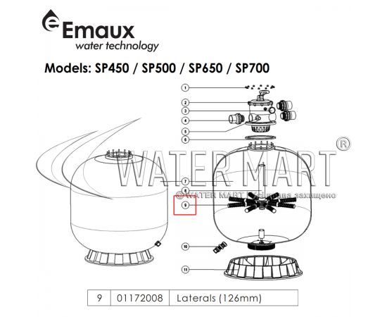 Сепаратор фильтра Emaux SP (01172008) - схема