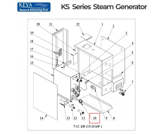 ТЭН 2 кВт для парогенераторов Coasts KS - схема