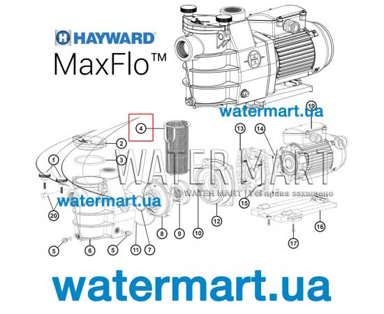​Корзина префильтра насоса Hayward MaxFlo SPX2800M - схема