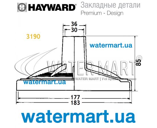Скимвак скиммера Hayward Premium/Design (3190) - размеры