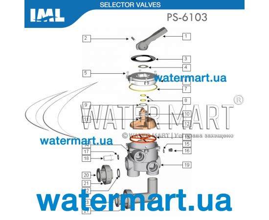 6-ходовой клапан IML PS-6103 (LISBOA) 1½" - схема
