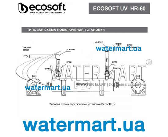 УФ-обеззараживатель воды Ecosoft HR-60 - схема установки