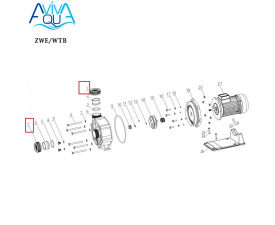 ​Гайка соединительной муфты насоса Aquaviva ZWE/WTB (A31020016) - схема