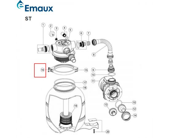 Кріпильний гвинт з гайкою фільтра Emaux (89010119) - схема