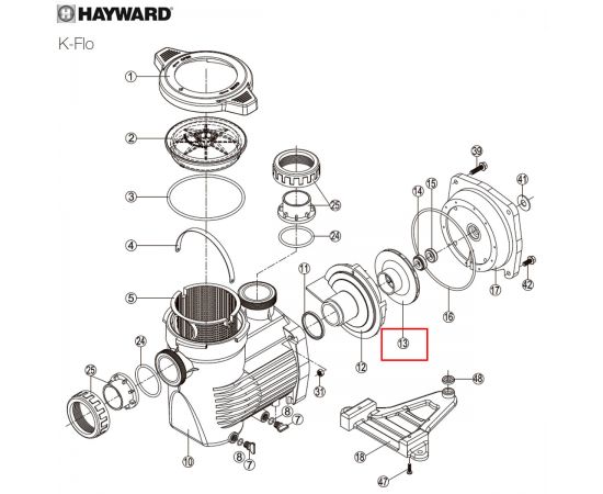 Крыльчатка насоса Hayward K-FLO (500100070007) - схема