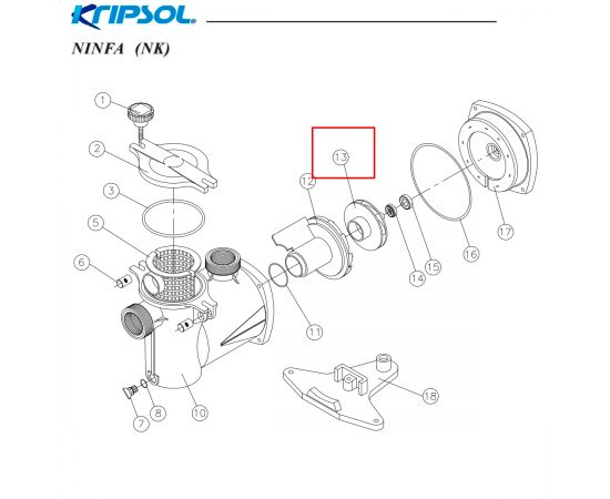 ​Крыльчатка насоса Kripsol NK51 (RPUM0013.02R) - схема