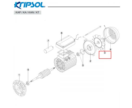 ​Крыльчатка вентилятора Kripsol MEC100 M2 (RMOT0003.05R/505010305200) - схема