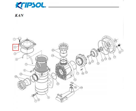 ​Крышка префильтра Kripsol KAN BCP500-1250/BCPG (RPUM0002.07R/500100020006) - схема