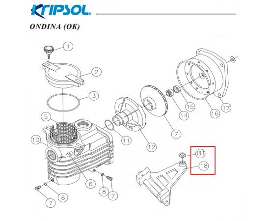 ​Подставка под корпус Kripsol ЕР/СК/OK/KS/KNG (RKS 180.A/RBH0009.01R) - схема