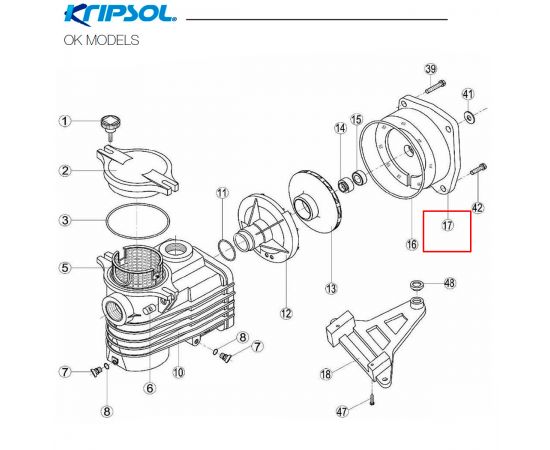 Фланец корпуса насоса Kripsol CK/OK (500100080001) - схема