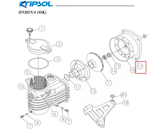 Фланец корпуса насоса Kripsol CK/OK (500100080001) - схема