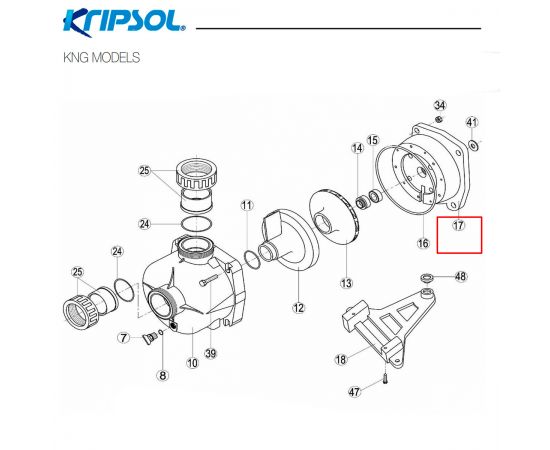 Фланец корпуса Kripsol KNG/KS/EP-RKS (RBH0008.02R /RPUM0017.02R/500100080002) - схема