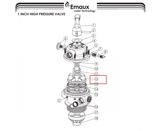Ротор 6-позиційного клапана Emaux MPV06 (01021005) - схема
