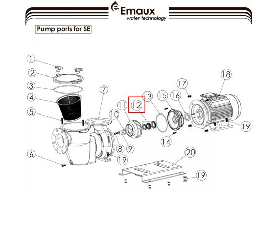 Сальник насоса Emaux SE10/SE15 (04015021) - схема