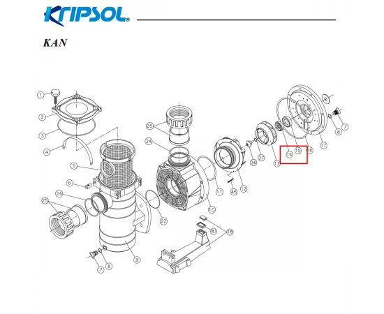 Сальник насоса Kripsol KAN/BC/BCP (RPUM1415.03R) - схема