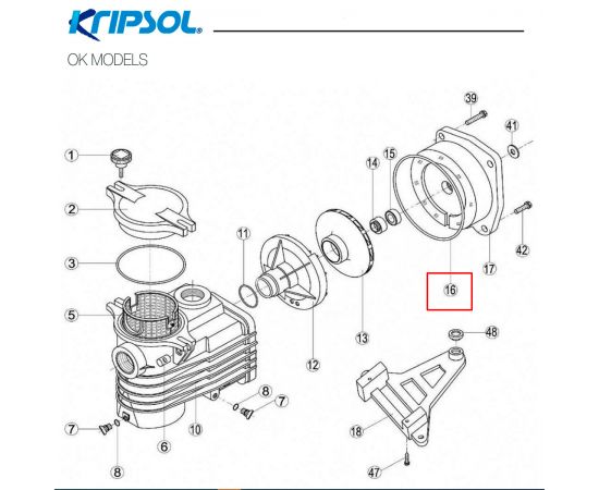 ​Уплотнительное кольцо к прижимному фланцу Kripsol CK ROK160 (500100130001) - схема