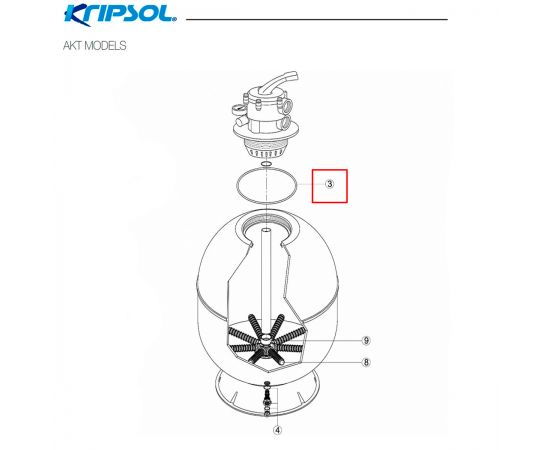 ​Уплотнительное кольцо крышки фильтра Kripsol AKT (RRFI0003.03R) - схема