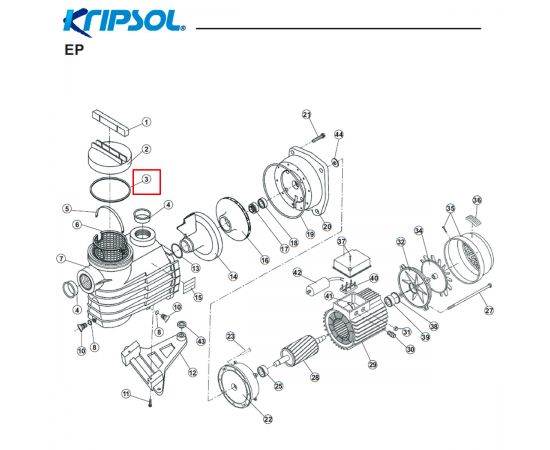 ​Уплотнительное кольцо крышки префильтра Kripsol EP (Rep 030.A/RBH0011.04R) - схема