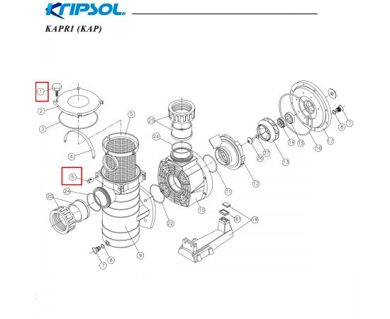 ​Винт крышки префильтра к Kripsol KAP (RBH0001.03R) - схема