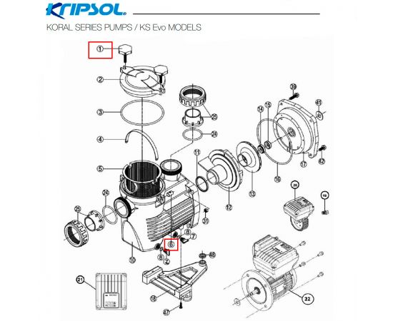 Винт крышки префильтра Kripsol KS (RBH0001.02R/500100010002) - схема