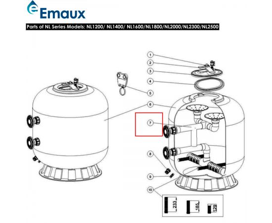 ​Внутренняя система фильтрации Emaux NL1600 (89012815) - схема