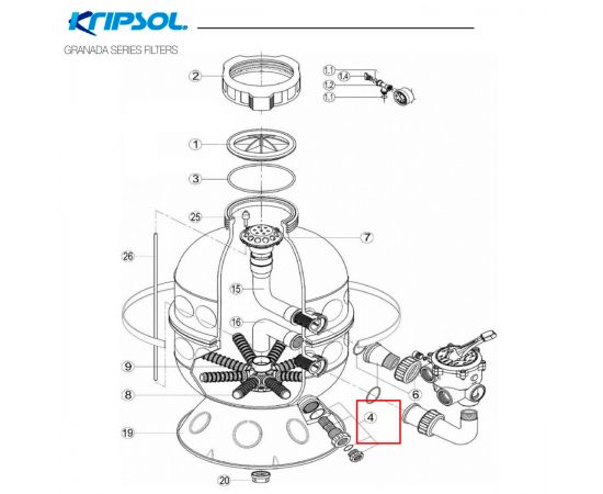 Дренажный клапан фильтра Kripsol Granada (RGR040.A) - схема