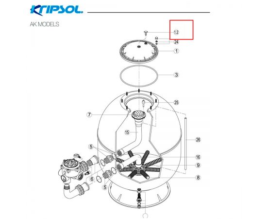 ​Клапан спуска воздуха фильтра Kripsol AK (RFFI1112.01R/RFD0100.12R) - схема