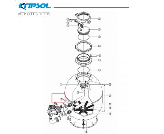 ​Муфта для подключения клапана Kripsol (RRFI0005.00R/ RFD0120.01/500201201000) - схема