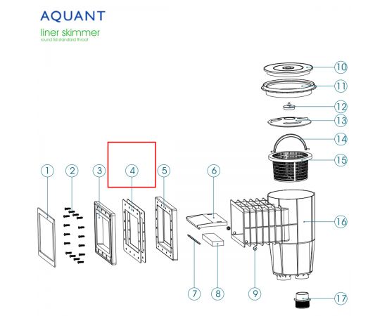 Прокладка фланца скиммера Aquant Standard (02010103-0001) - схема