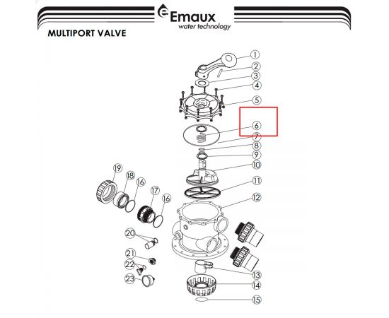 Пружина 6-позиційного клапана Emaux MPV (03014014) - схема