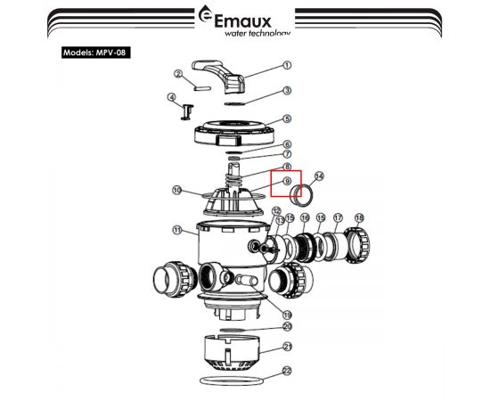 Ротор 6-позиційного клапана Emaux MPV08 (89280805) - схема