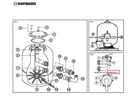 6-ходовой боковой клапан Hayward Side (NCX07018) - схема