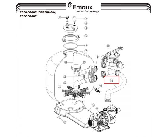 Шланг соединительный Emaux FSB450 (89032901) - схема