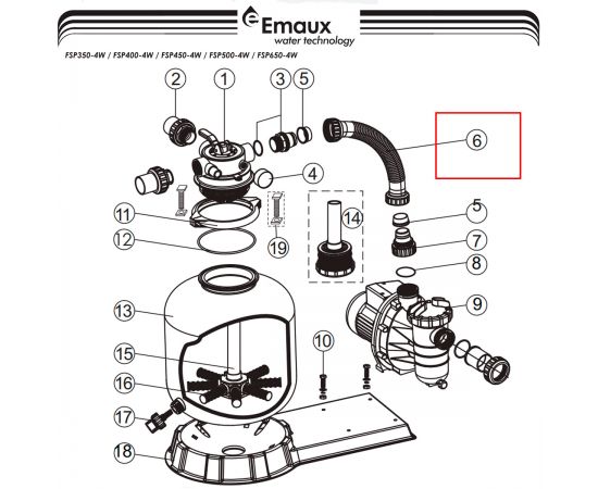 Шланг соединительный Emaux FSP400-4W (89030401) - схема
