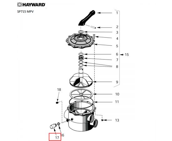 Колба керуючого клапана до фільтрів Hayward SP/SW (SPX0710MA) - схема