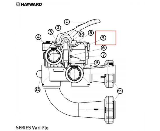 ​Ущільнювальне кільце 6-позиційного Hayward Vari-Flo (SPX0710XZ5) - схема