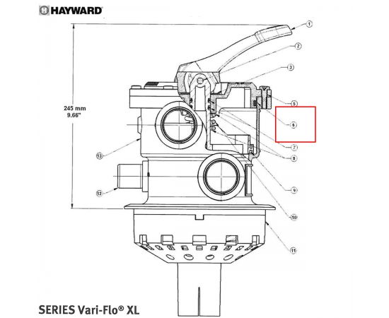 Ущільнювальне кільце 6-ходового клапана Hayward Vari-Flo (SPX0714L) - схема