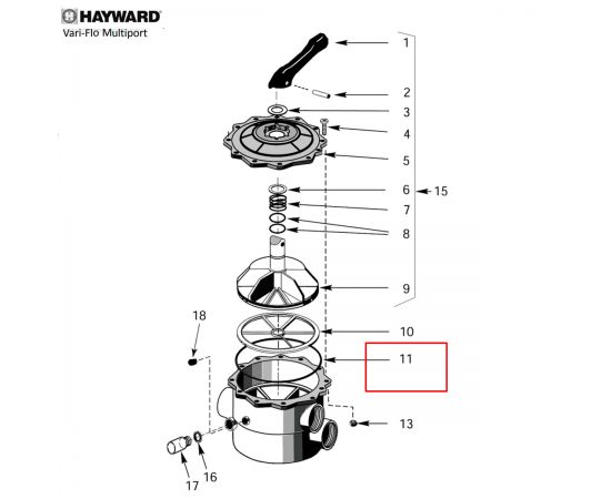 Уплотнительное кольцо 6-ходового клапана Hayward Vari-Flo (SPX0715Z1) - схема