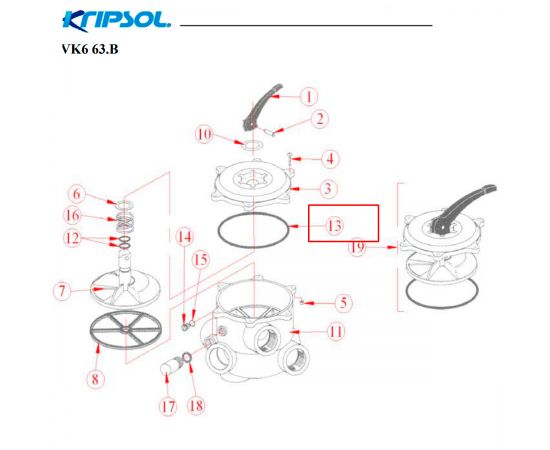 Ущільнювальне кільце 6-позиційного клапана Kripsol (R1210135.0) - схема