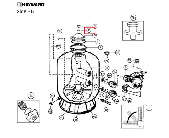 ​Уплотнительное кольцо винта крышки Hayward Side/PWL (SX0200Z5) - схема