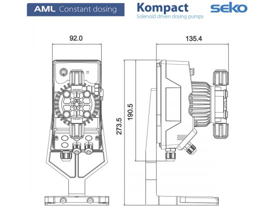 ​Дозирующий насос Seko Kompact AML200NPE0000 - размеры