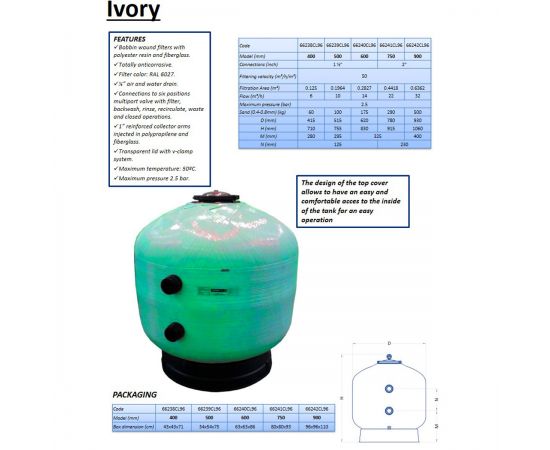 Фильтр AstralPool Ivory D500 (66239) - характеристики