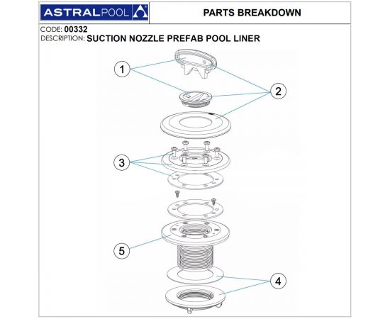 Форсунка для бассейна AstralPool 00332 - схема