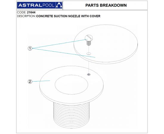 Форсунка для бассейна AstralPool 21644 - схема