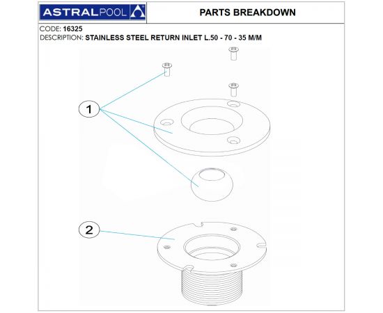 Форсунка для бассейна AstralPool 16325 - схема
