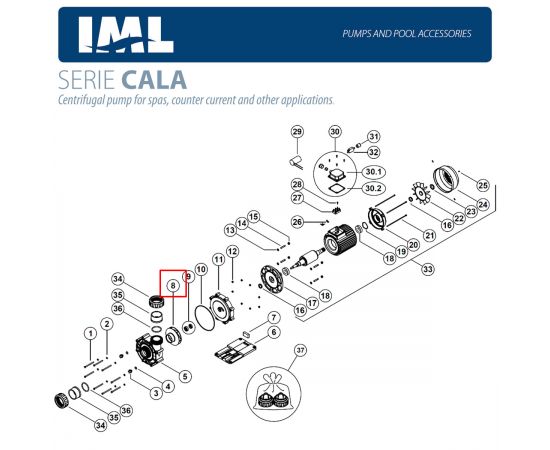 Крыльчатка насоса IML Cala CA450 (HD051240) - схема